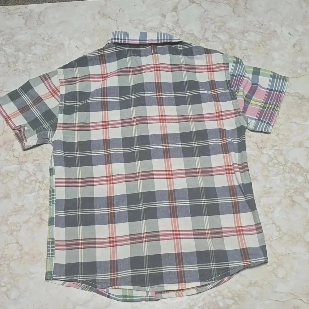Free Assembly | Boys | Button Up Shirt | Gray & Pink | Size L (10/12)